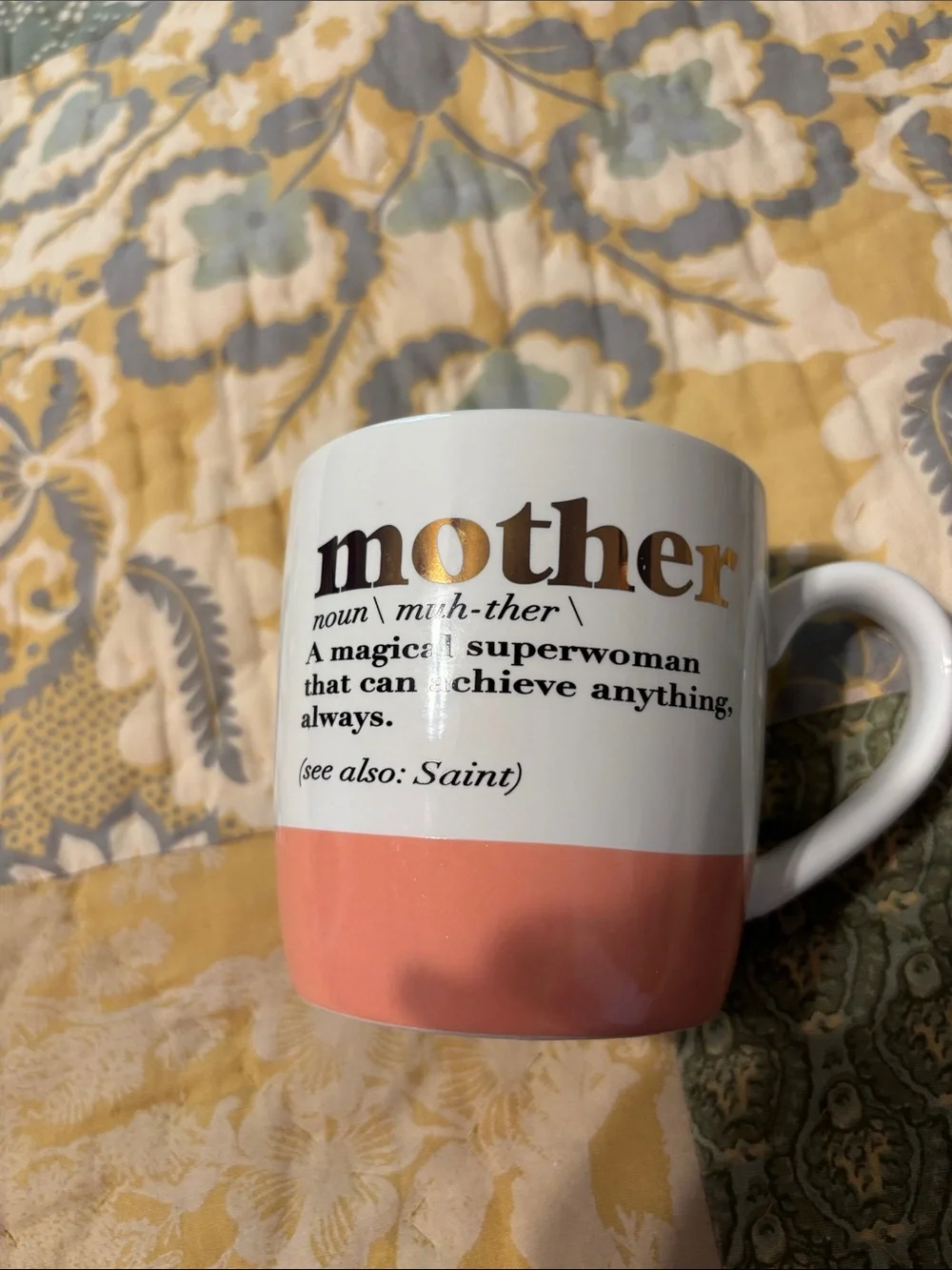 Mother Definition Ceramic Coffee Mug - Pink and White